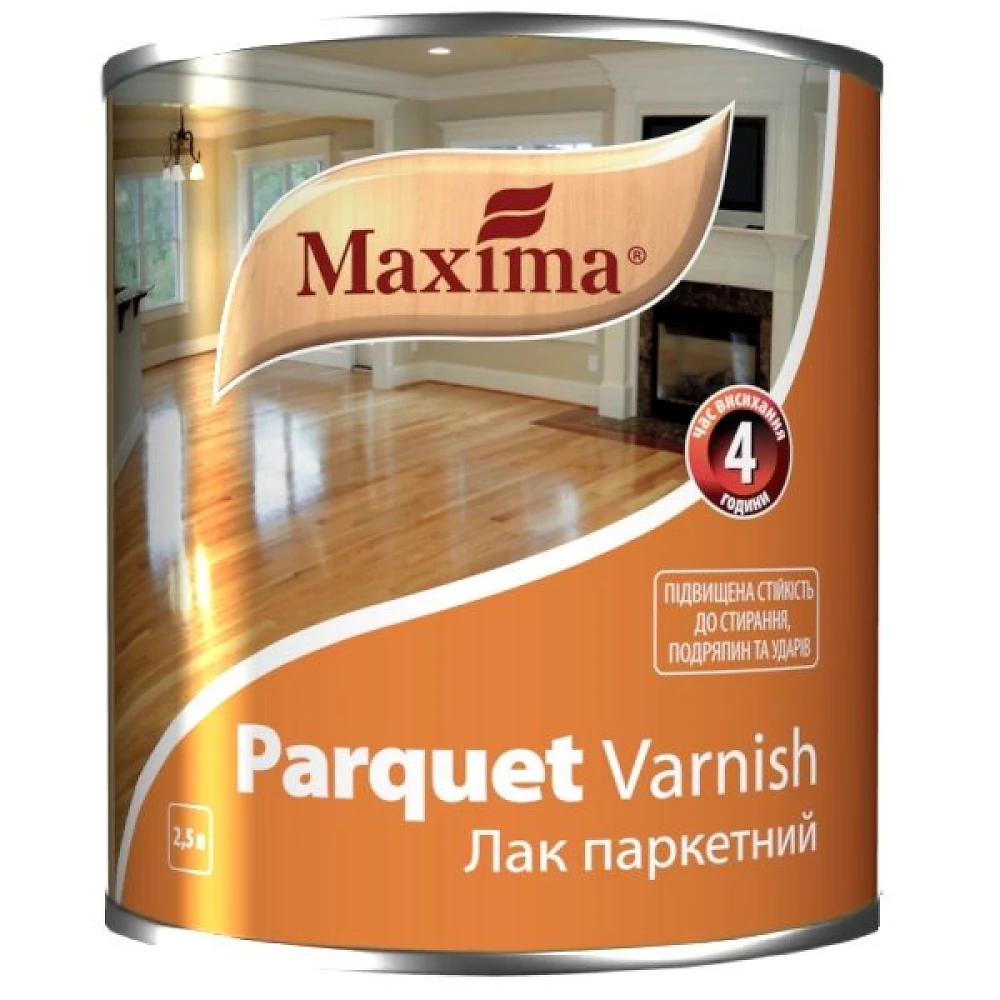 Лак паркетный уретан-алкидный глянцевый Maxima 2,5 л