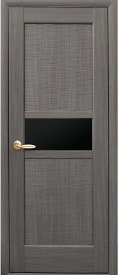 Дверь  Ностра grey Рифма (с чёрным стеклом) ПВХ DeLuxe Новый стиль