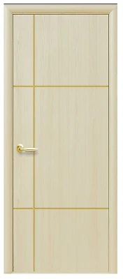 Дверь  Plus ясень Ника gold (глухая с гравировкой Gold) ПВХ DeLuxe Новый стиль