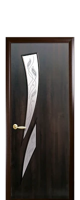 Дверь Модерн Камея Р3 каштан (стекло сатин и рисунок) ПВХ DeLuxe Новый сти