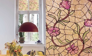 Самоклеющаяся пленка Patifix 45см х 1м 11-2240 (Витраж розовые цветы)