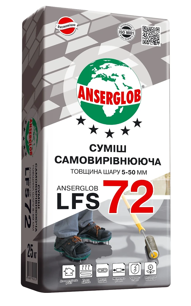 Анцерглоб стяжка цементная самовыравнивающая LFS-72, 25кг (л)