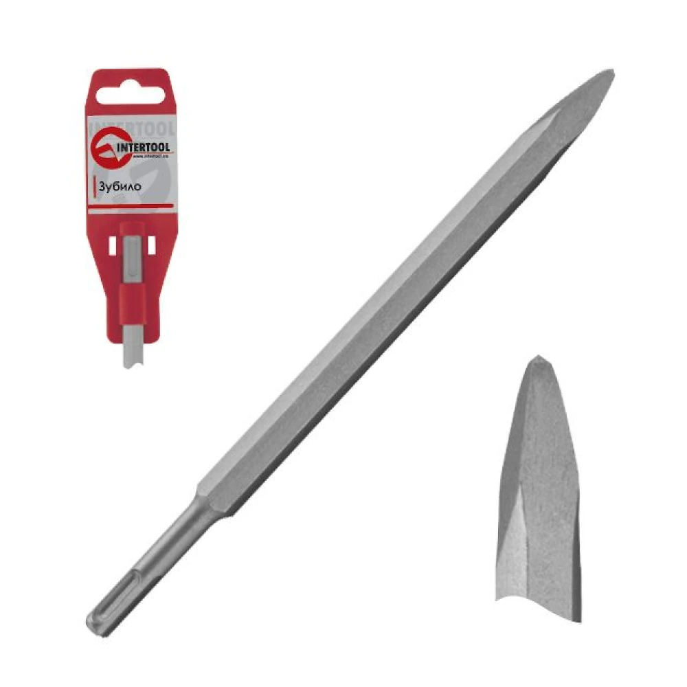 Зубило SDS-plus пикообразное 17*400мм  Intertool SD-0442
