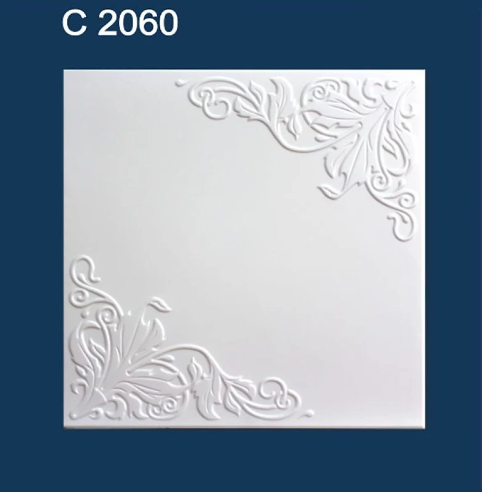 Плитка потолочная пенополистирольная C2060 Белая Лоза Solid 1м2