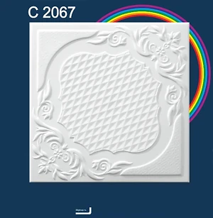 Плитка потолочная пенополистирольная C2067 Белый Модерн Solid 1м2