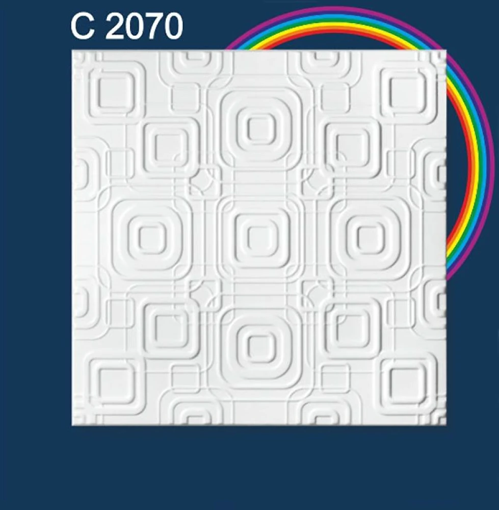 Плитка потолочная пенополистирольная C2070 Белые Кратеры Solid 1м2