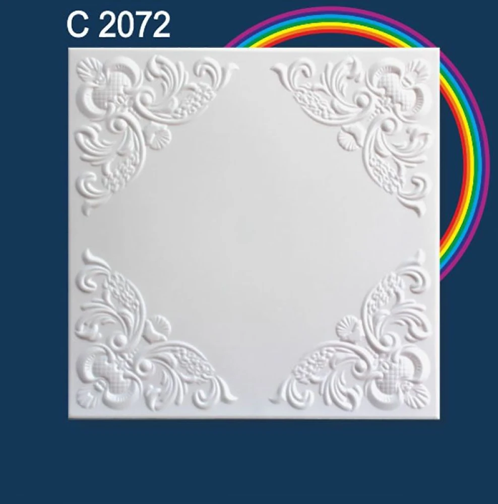 Плитка потолочная пенополистирольная C2072 Белая Графиня Solid 1м2