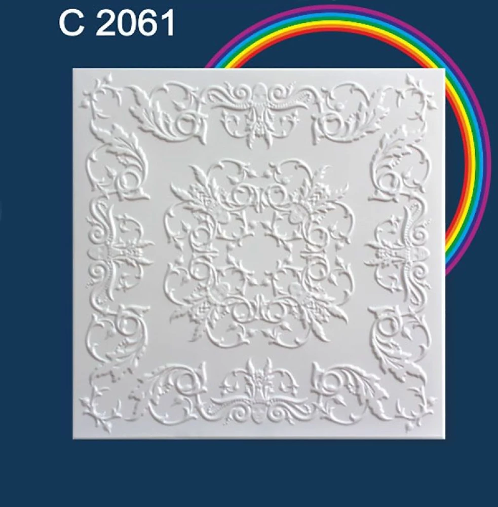 Плитка потолочная пенополистирольная C2061 Белые Стебли лозы Solid 1м2