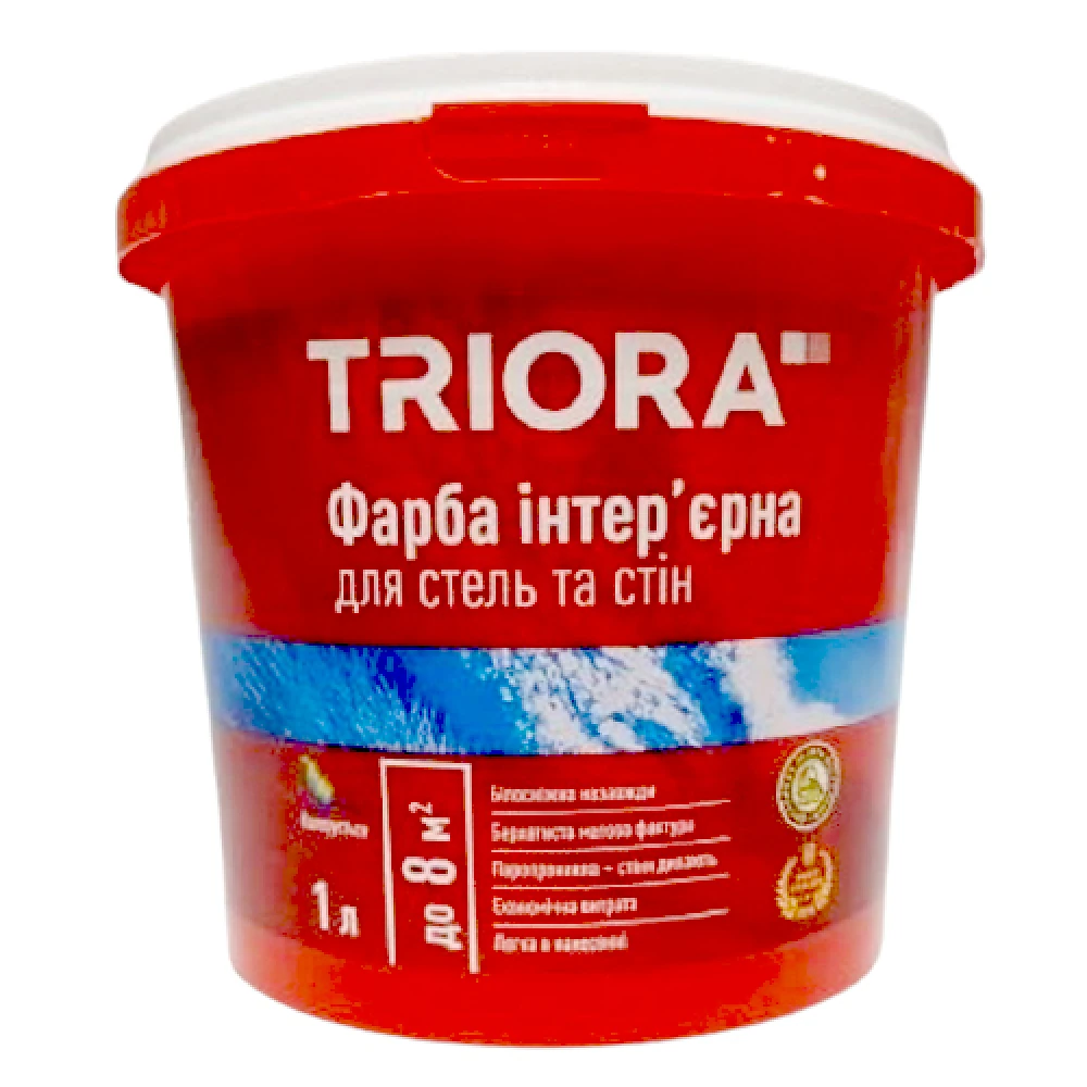 Краска акриловая Triora для стен и потолков  1 л 1,4 кг