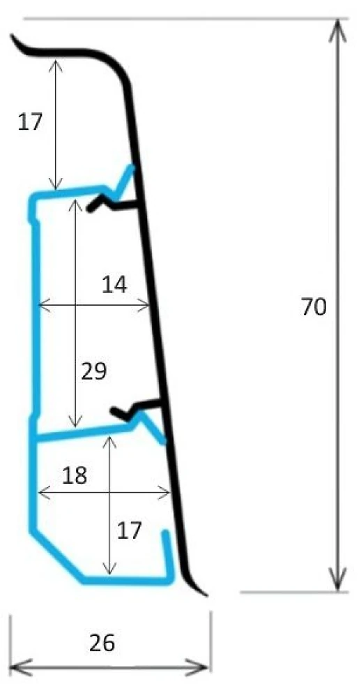 Плинтус напольный ARBITON INDO 2,5м 70 мм c кабельканалами (дуб скала)
