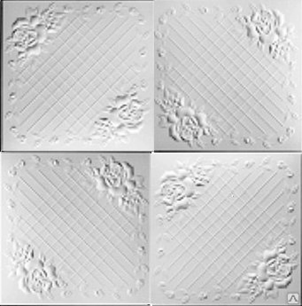 Плитка потолочная пенополистирольная C2064 Белая Клетка с цветами Solid 1м2