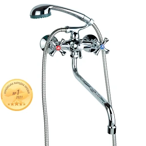 Смеситель PL 1/2 для ванны гусак изогнутый,дивертор встроенный Aquatica PL-5C455C