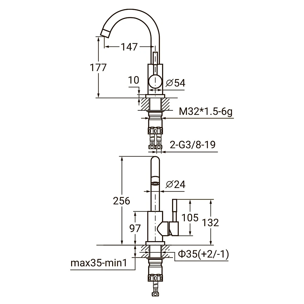 Смеситель KT D35  для  раковины  Aquatica KT-1А270P (9722011)