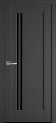 Дверь Ностра Делла антрацит (с чёрным стеклом) Premium Новый стиль