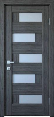 Дверь Ностра Пиана grey New (со стеклом сатин) ПВХ DeLuxe Новый стиль
