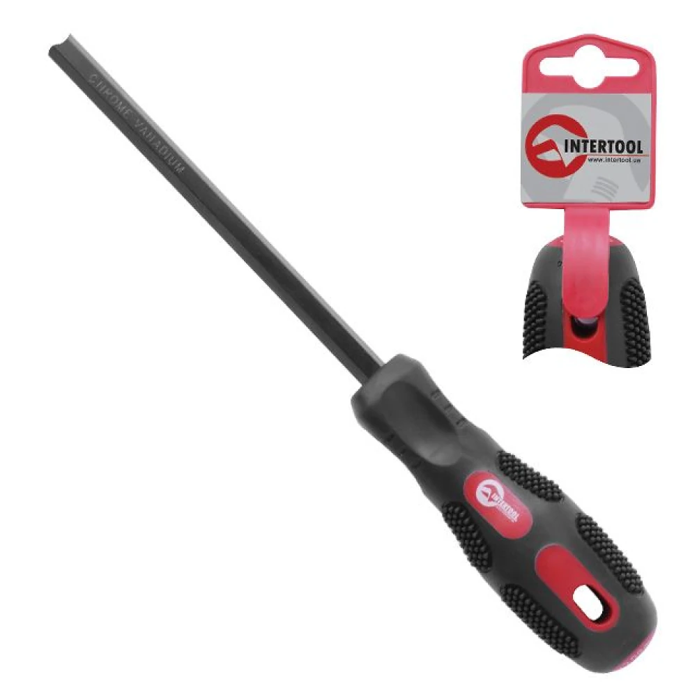 Отвертка шлицевая SL 9*200мм Cr-V, черная Intertool VT-3008