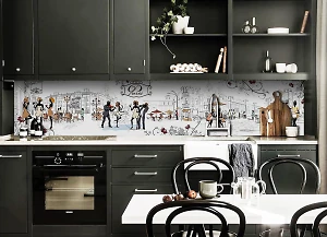 Скинали на кухню Zatarga Cafe Paris 600х2500 мм