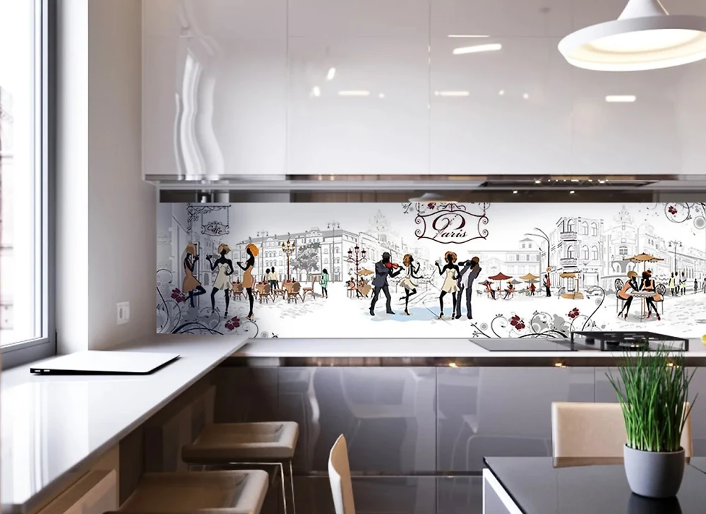 Скинали на кухню Zatarga Cafe Paris 600х2500 мм