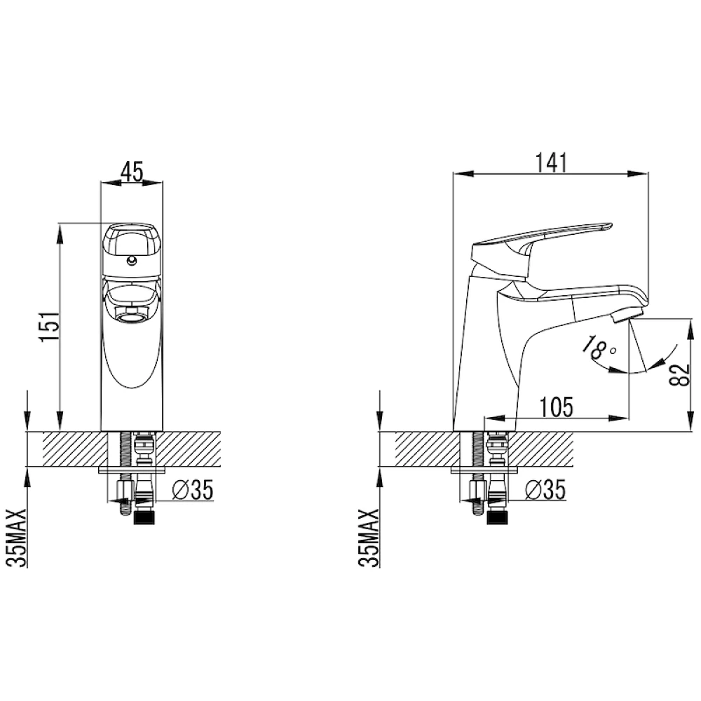 Смеситель SERIO O35 для раковины литой на шпильке CORSO (DC-2A146C) (9626000)