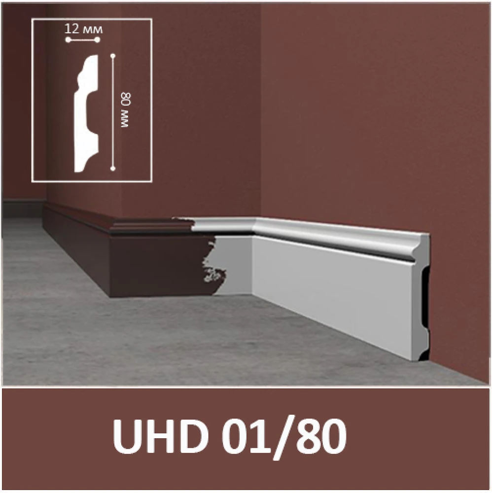 Плинтус под покраску дюрополимерный Solid UHD 01-80 12*80*2400 мм (1 М/ПОГ)