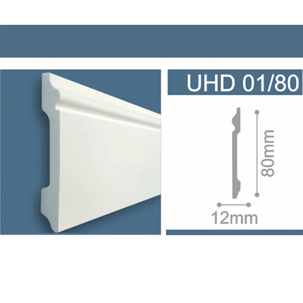 Плинтус под покраску дюрополимерный Solid UHD 01-80 12*80*2400 мм (1 М/ПОГ)