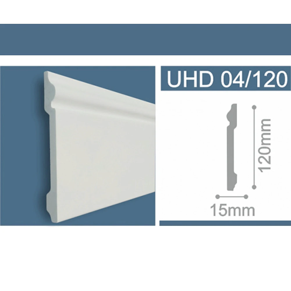 Плинтус под покраску дюрополимерный Solid UHD 04-120 15*120*2400 мм (1 М/ПОГ)
