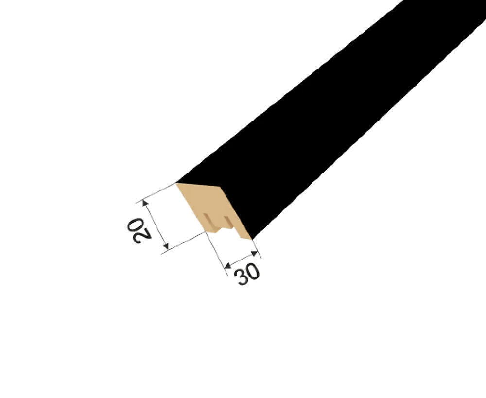 Интерьерная рейка МДФ Stella Милана BLACK EDITION 20*30*2700