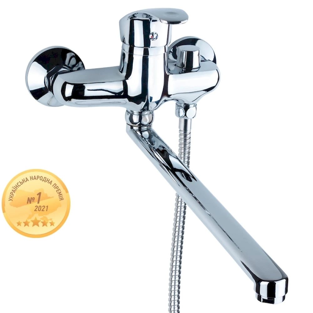 Смеситель NL D35 для ванны гусак прямой 350мм Дивер. встроен. Aquatica NL-2C243C