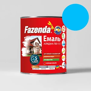 Краска FAZENDA 0.9кг голубая (эмаль алкидная ПФ-115 по металлу и дереву)
