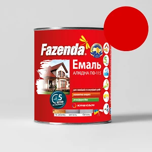 Краска FAZENDA 0.9кг красная (эмаль алкидная ПФ-115 по металлу и дереву)
