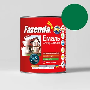 Краска FAZENDA 2,8 кг изумрудная (эмаль алкидная ПФ-115 по металлу и дереву)