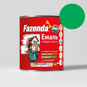 Краска FAZENDA 2,8 кг светло-зеленая (эмаль алкидная ПФ-115 по металлу и дереву)