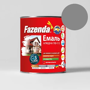 Краска FAZENDA 0.9кг серая (эмаль алкидная ПФ-115 по металлу и дереву)