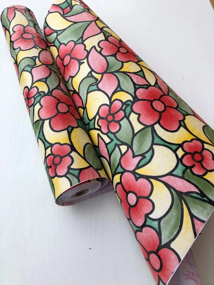 Самоклеющаяся пленка Patifix 67.5см х 1м 61-2250 (Витраж красные цветы)