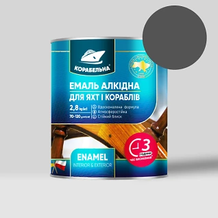 Краска КОРАБЕЛЬНАЯ 2.8кг темно-серая (эмаль алкидная ПФ-115 по металлу и дереву)
