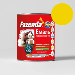 Краска FAZENDA 2,8 кг желтая (эмаль алкидная ПФ-115 по металлу и дереву)
