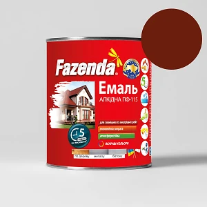 Краска FAZENDA 2,8 кг красно-коричневая (эмаль алкидная ПФ-115 по металлу и дереву)