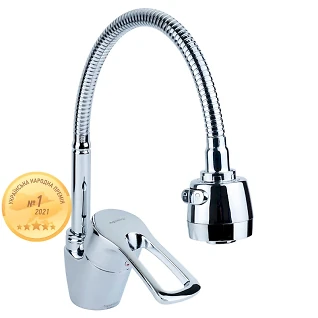 Смеситель ML D40 для кухни гусак гофррированный на гайке Aquatica ML-4B644C(9746120)