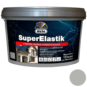 Фарба гумова SuperElastik Сіра матова (оцинковка, шифер, дерево) 8,5л 12кг