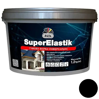 Фарба гумова SuperElastik Чорна матова (оцинковка, шифер, дерево) 1л 1,2кг