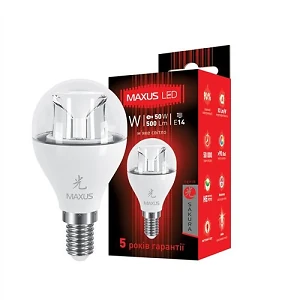Лампа светодиодная шар 6Вт  220В Е14 3000K Maxus' AP SAKURA 1-LED-435 (гарантия пять лет)