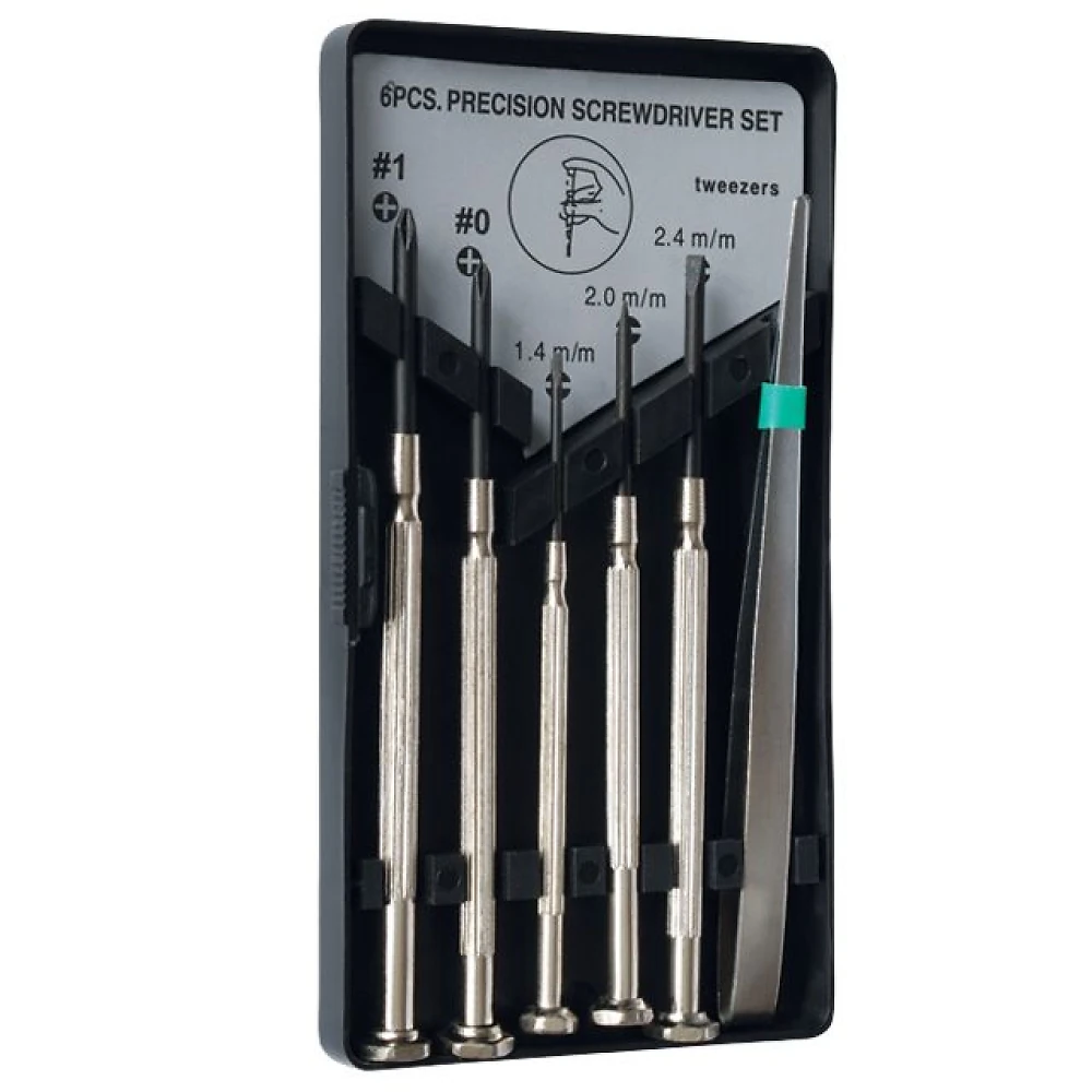 Отвертки набор SL1,4, SL2, SL2,4, PH0, PH1 часовые  Intertool HT-0436