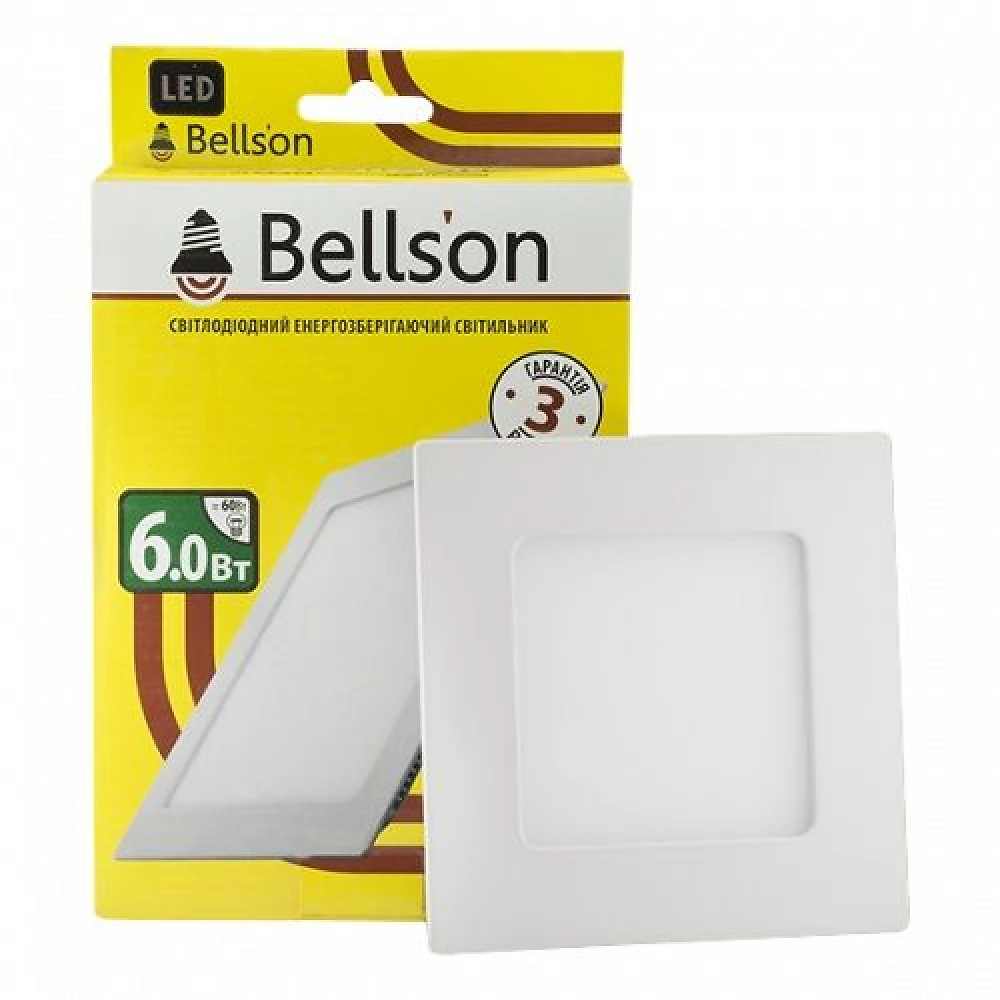Светодиодная панель Bellson встраиавемая квадрат  6W 6000K