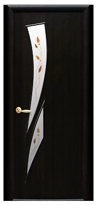 Дверь  Модерн Р венге Камея (стекло сатин и рисунок1) ПВХ DeLuxe Новый стиль