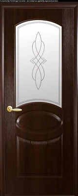 Дверь Фортис Овал Р1 каштан (стекло сатин и рисунок) ПВХ DeLuxe Новый стиль