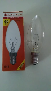 Лампа свеча прозрачная 60Вт 220В E14 'Electrum'