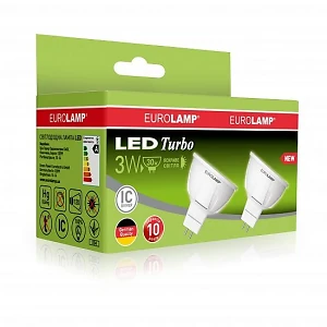 Лампа светодиодная MR16 3Вт  220В GU5.3 4000K НАБОР 1+1 Eurolamp LED-03534(Т)