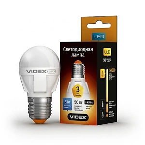 Лампа светодиодная шар 5Вт  220В Е27 4100K  VIDEX VL-G45e-05274
