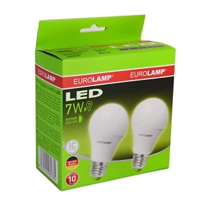 Лампа светодиодная   7Вт  220В Е27 3000K НАБОР 1+1 Eurolamp LED-A50-07272E