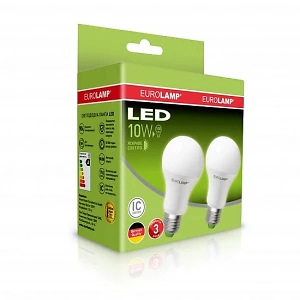 Лампа светодиодная  10Вт  220В Е27 4000K Eurolamp НАБОР 1+1 LED-A60-10274